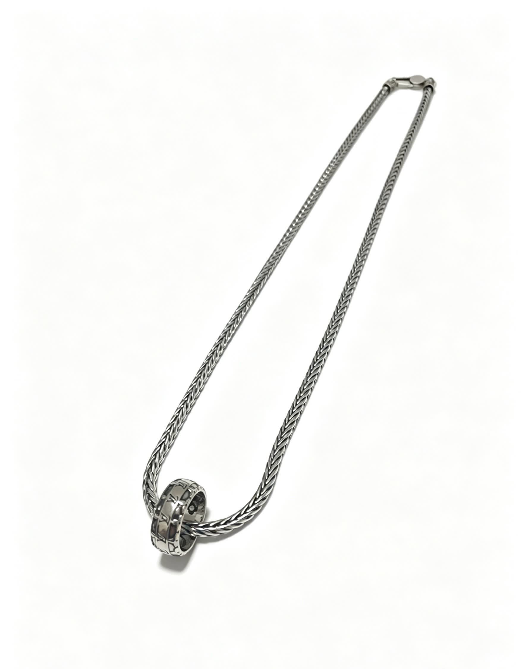 Louis Vuitton Silver Chain Necklace with Beaded Clasp